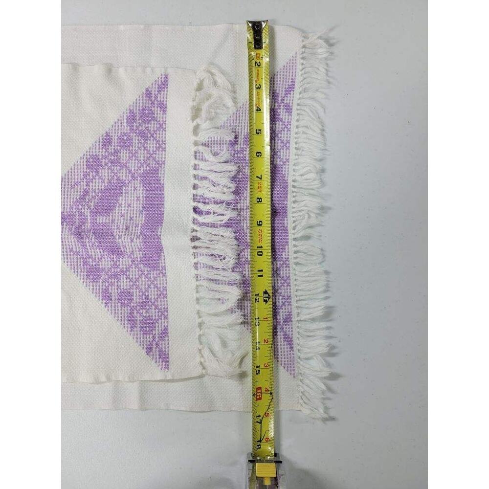 💜 Vintage Set of 4 Lavender Fringe Table Runners  – Boho Cottagecore Home Décor - Picture 3 of 8